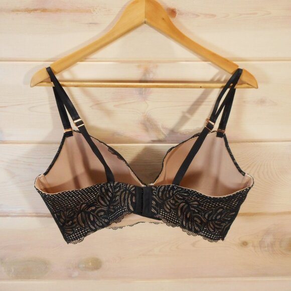 Aerie Bra sz 38DD Real Power Balconette Underwire Black Tan Lace Lightly Padded - Picture 14 of 14